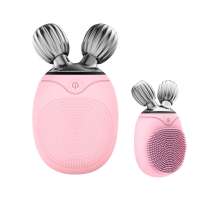 2 in 1 Silicone Sonic Deep Cleansing Brush Mini Facial Massager Roller For Women